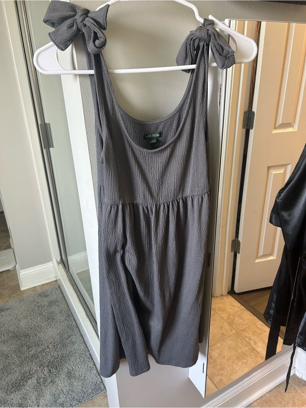 wild fable Grey Tie-Shoulder Mini Dress